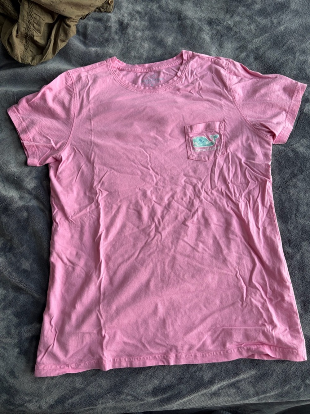 Vineyard Vines Pink Short Sleeve Pocket Tee with Whale Logo